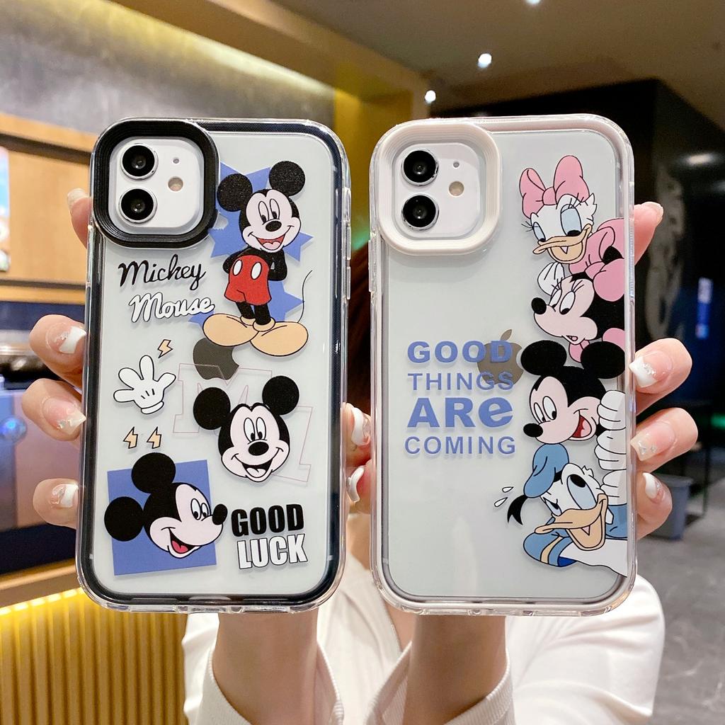 Ốp Điện Thoại Trong Suốt in Hình Mickey 3 Trong 1 Cho iPhone 14Promax 13 12 11 7Plus X Xs Max XR