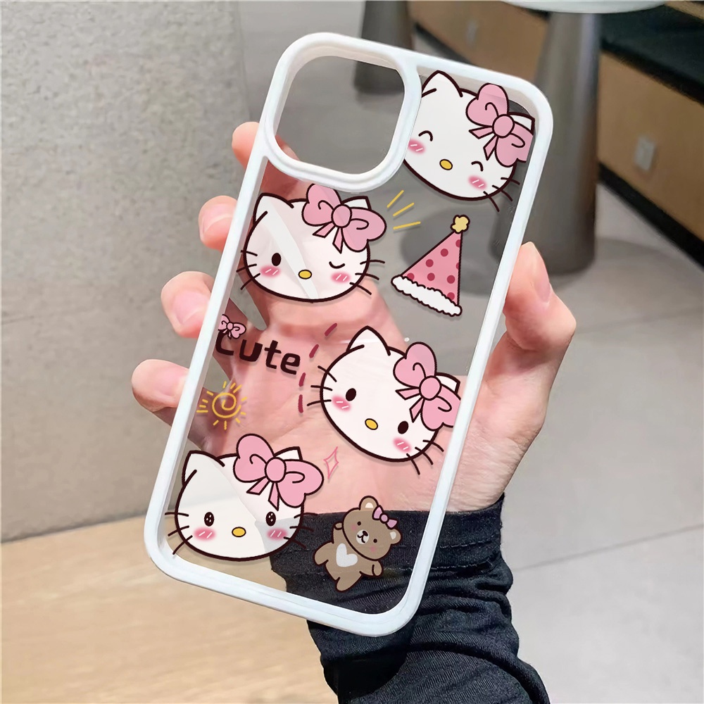Ốp Điện Thoại Nhựa Acrylic Cứng Trong Suốt Hình Hello Kitty Gấu Cho iphone 14promax 11 13 12 7Plus 8 X XS Max