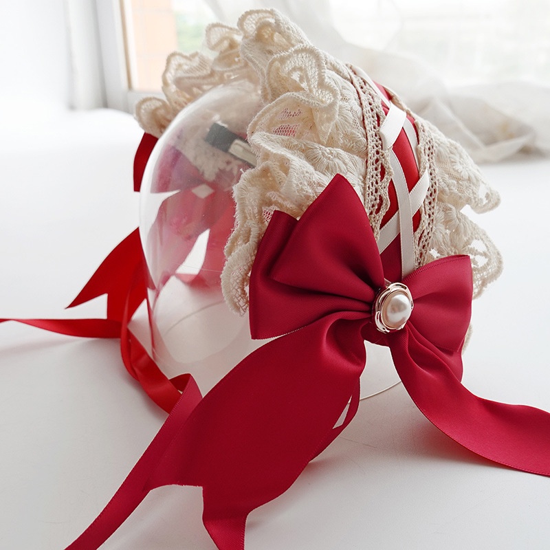 Băng Đô Cài Tóc Đính Nơ Ren Phong Cách Lolita Dễ Phối Đồ