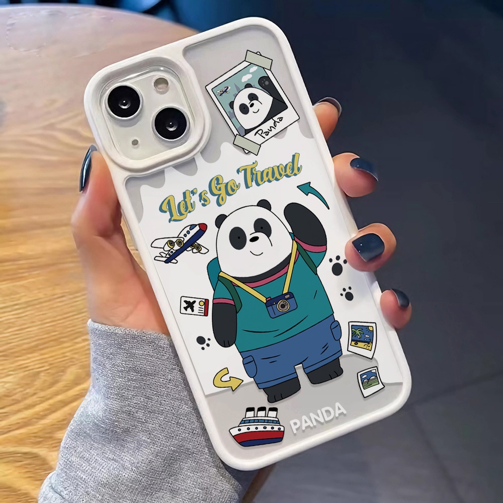 Ốp Điện Thoại Nhựa Acrylic Cứng Trong Suốt Hình Gấu Trúc Hoạt Họa Cho iphone 14promax 11 13 12 7Plus 8 X XS Max