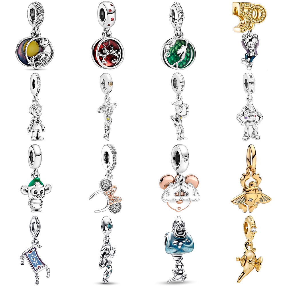 Disney Chuột Mickey Đôi Tòn Ten Charm Phù Hợp Với Vòng Tay Pandora Trang Sức Mạ Bạc