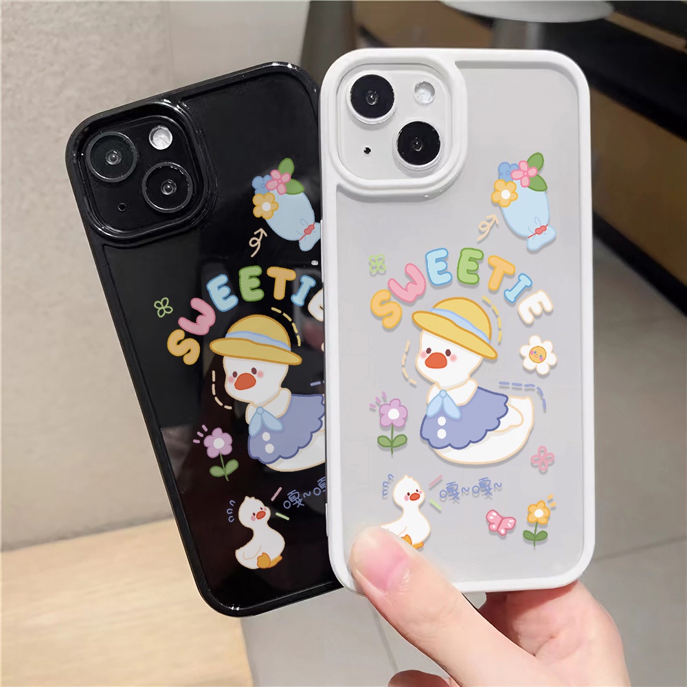 Ốp Điện Thoại Nhựa Acrylic Cứng Trong Suốt Hình Vịt Hoạt Hình Cho iphone 14promax 11 13 12 7Plus 8 X XS Max