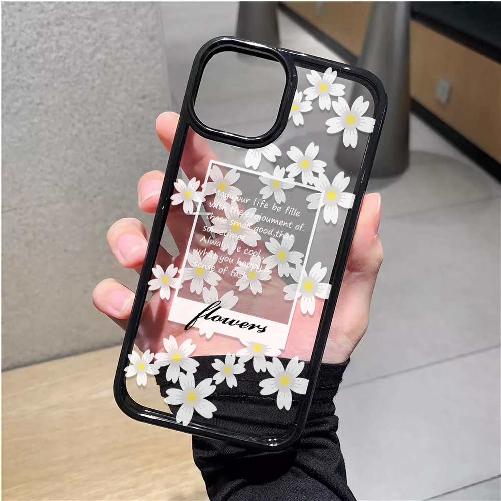 Ốp Điện Thoại Nhựa Acrylic Cứng Trong Suốt In Hình Hoa Trắng Thời Trang Cho iphone 14promax 11 13 12 7Plus 8 X XS Max