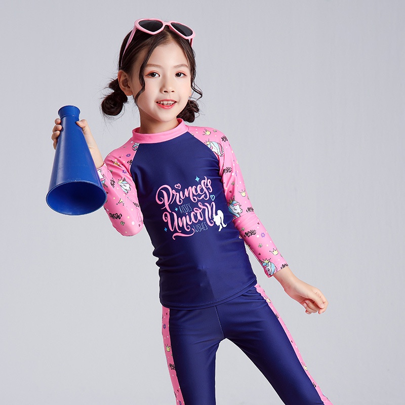 Đồ bơi trẻ em, cho bé trai và bé gái, tay dài quần dài chống nắng, họa tiết hoạt hình có size cho bé từ 10kg đến 35kg