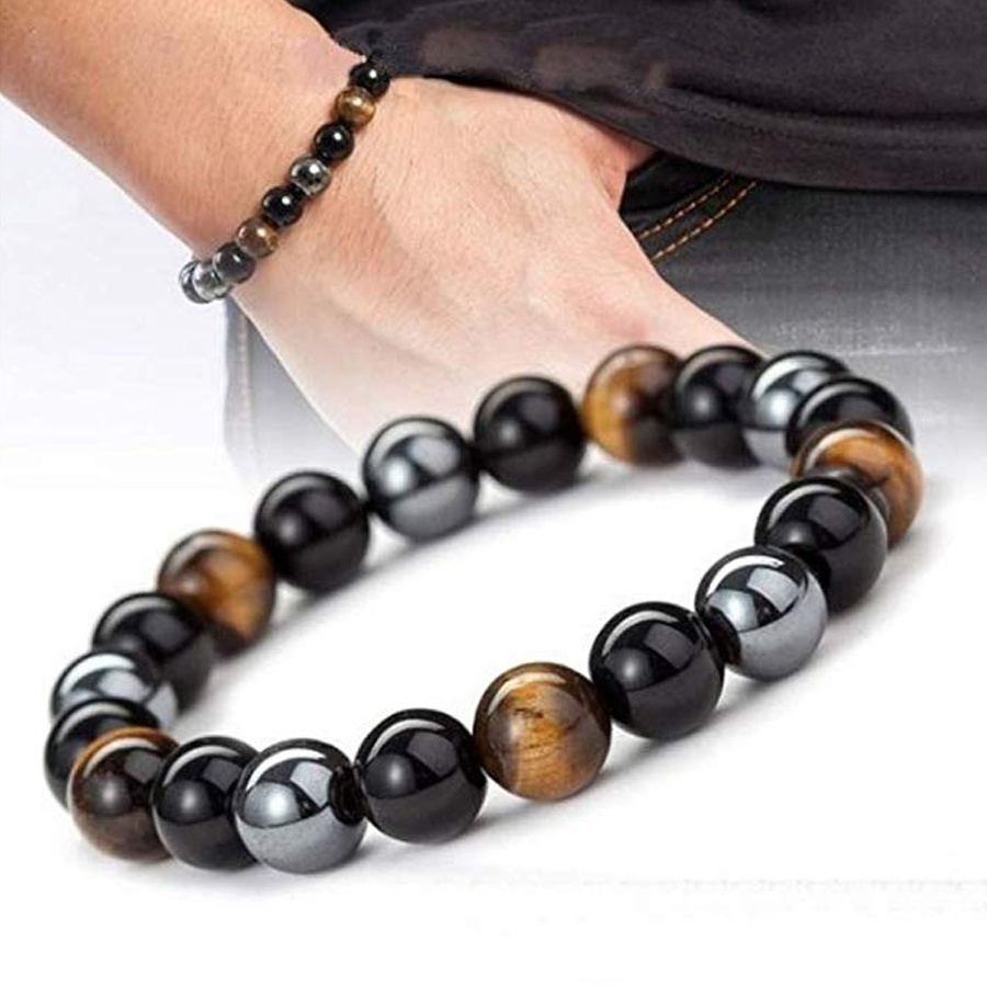 Vòng Tay Chuỗi Hạt Đá Mắt Hổ Đen Tự Nhiên Bảo Vệ Sức Khỏe Cho Nam Và Nữ