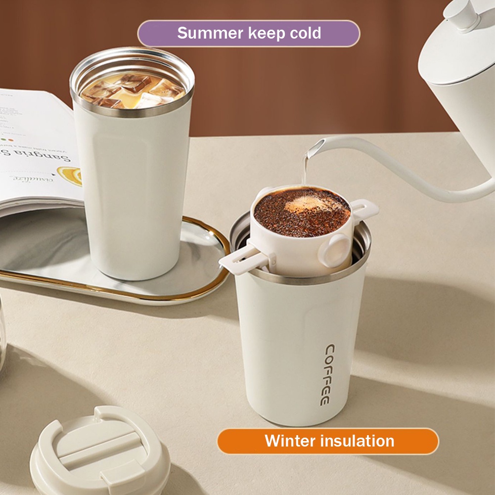Ly Giữ Nhiệt Coffee Holic inox 304 Đựng Nước Giữ Nhiệt Có Nắp Chống Tràn ，Pha Cà Phê Lưới Tép Không Gỉ 304