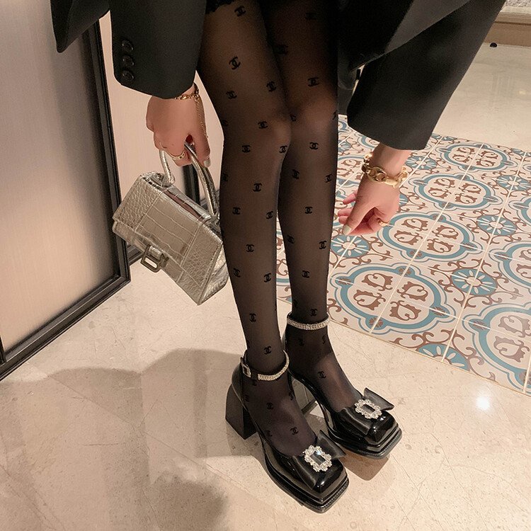 Giày Cao Gót Mũi Vuông Đính Đá Phối Nơ Xinh Xắn Dành Cho Nữ