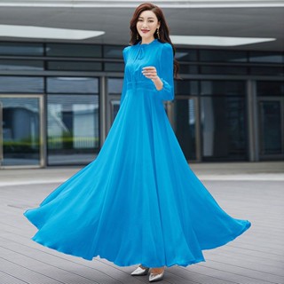 Đầm Chiffon Dài Tay Cột Dây Thời Trang Đi Biển Cho Nữ
