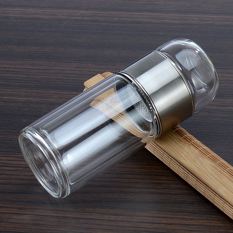 Cốc Thủy Tinh Hai Lớp Cách Nhiệt Có Ngăn Lọc Trà 290-410ml