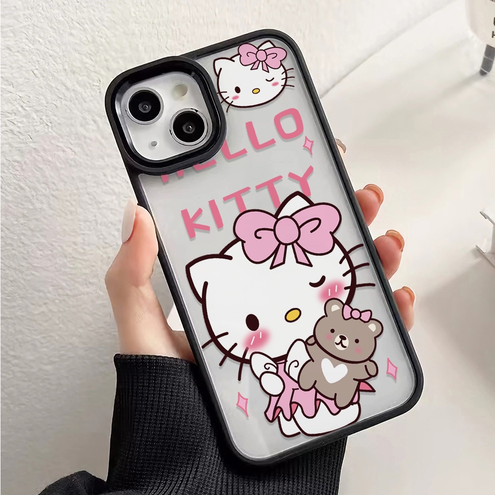 Ốp Điện Thoại Nhựa Acrylic Cứng Trong Suốt Hình Hello Kitty Gấu Cho iphone 14promax 11 13 12 7Plus 8 X XS Max