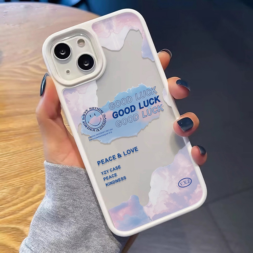 Ốp Điện Thoại Nhựa Acrylic Cứng Trong Suốt In Chữ Chúc May Mắn Cho iphone 14promax 11 13 12 7Plus 8 X XS Max