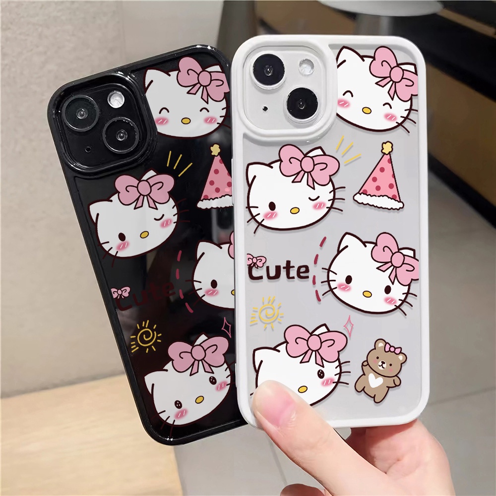 Ốp Điện Thoại Nhựa Acrylic Cứng Trong Suốt Hình Hello Kitty Gấu Cho iphone 14promax 11 13 12 7Plus 8 X XS Max