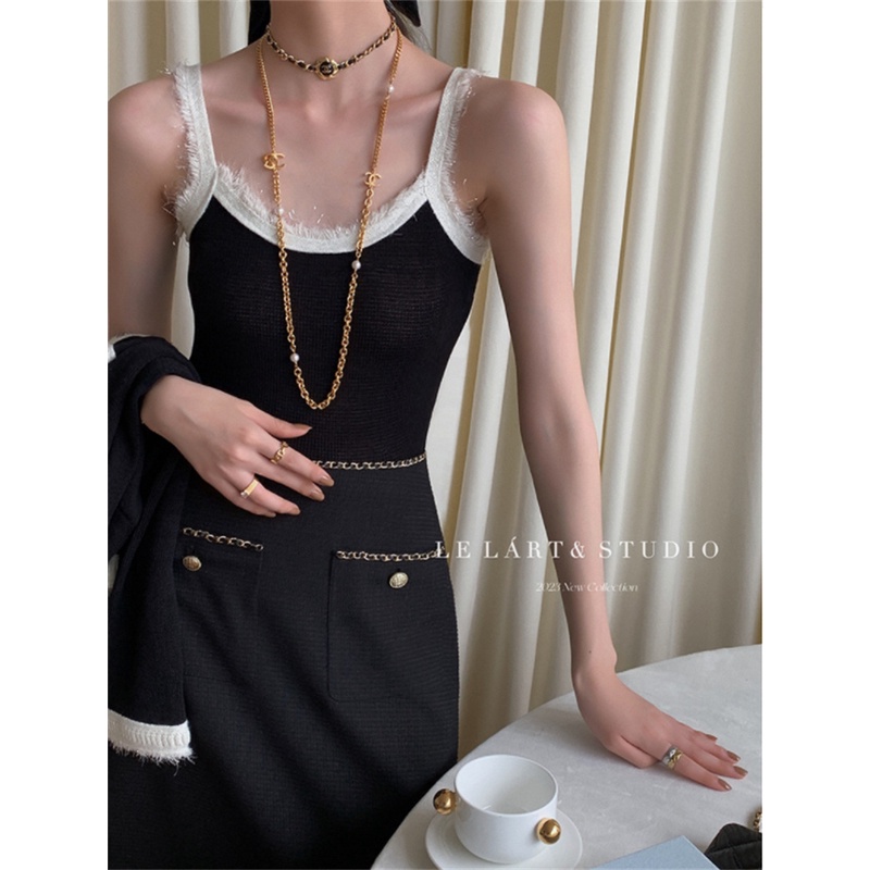 Áo Croptop Dệt Kim Không Tay Cổ Chữ U Dáng Ôm Thời Trang Mùa Hè 2023 Dành Cho Bạn Nữ