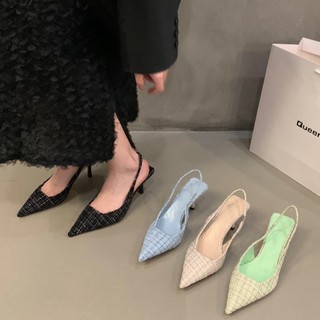 Xăng đan nữ mũi nhọn mới giày cao gót mũi nhọn
