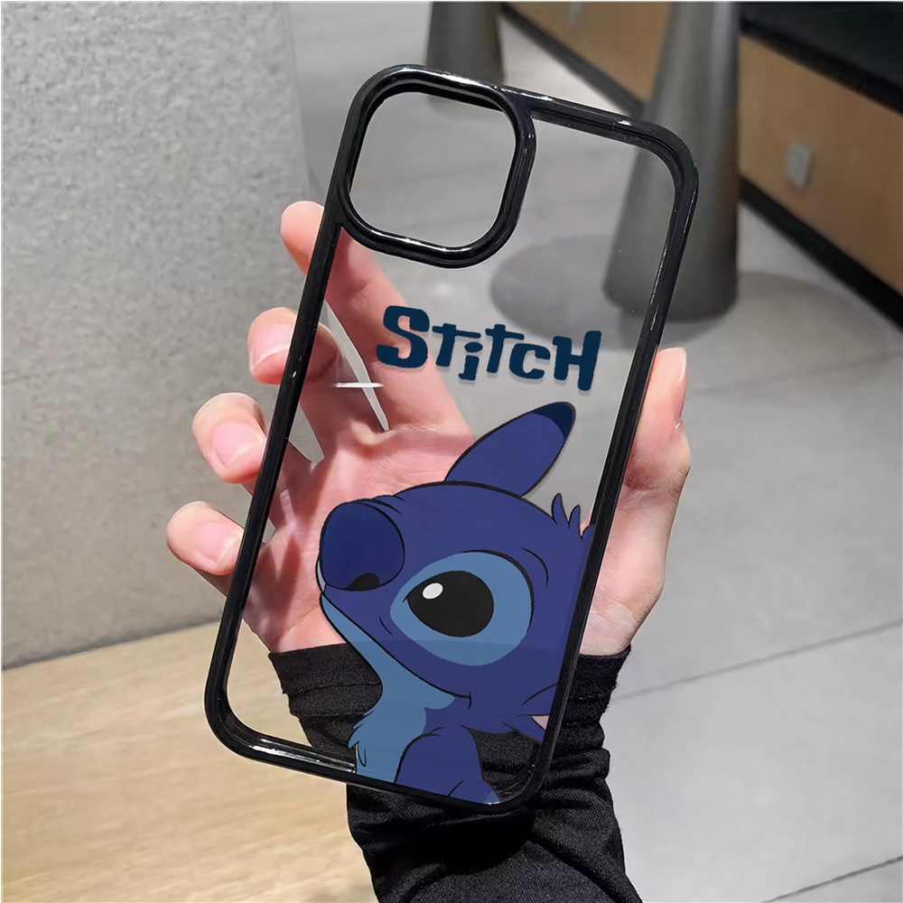 Ốp Điện Thoại Acrylic Cứng Trong Suốt Hình Stitch Xanh Dương Cho iphone 14promax 11 13 12 7Plus 8 X XS Max
