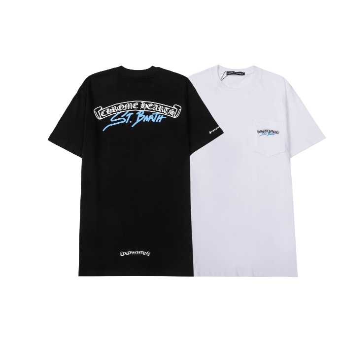 Áo Thun cotton unisex In Hình monogram Chrome Hearts Cổ Điển Thời Trang