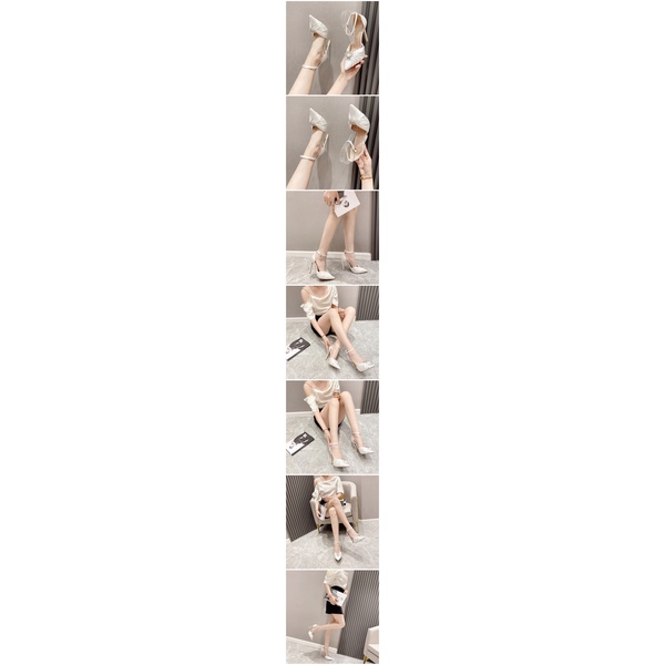Giày Cao Gót 4.33 Inch Mũi Nhọn Đính Đá Hình Trái Tim Xinh Xắn Thời Trang Cho Nữ