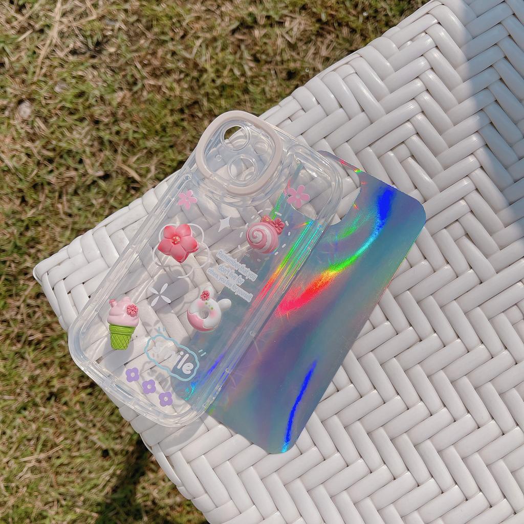 Ốp Điện Thoại Màu laser Họa Tiết Hoa / Trái Cây 3D Kèm Giá Đỡ Cho IPhone 14promax 14pro 13promax 12 1