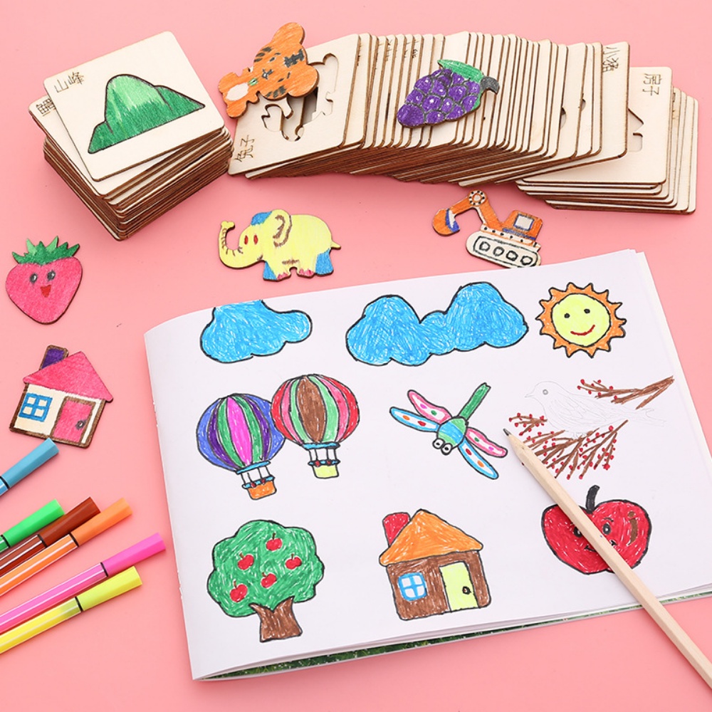 Set 20 Khuôn Vẽ Bằng Gỗ Giáo Dục Cho Bé