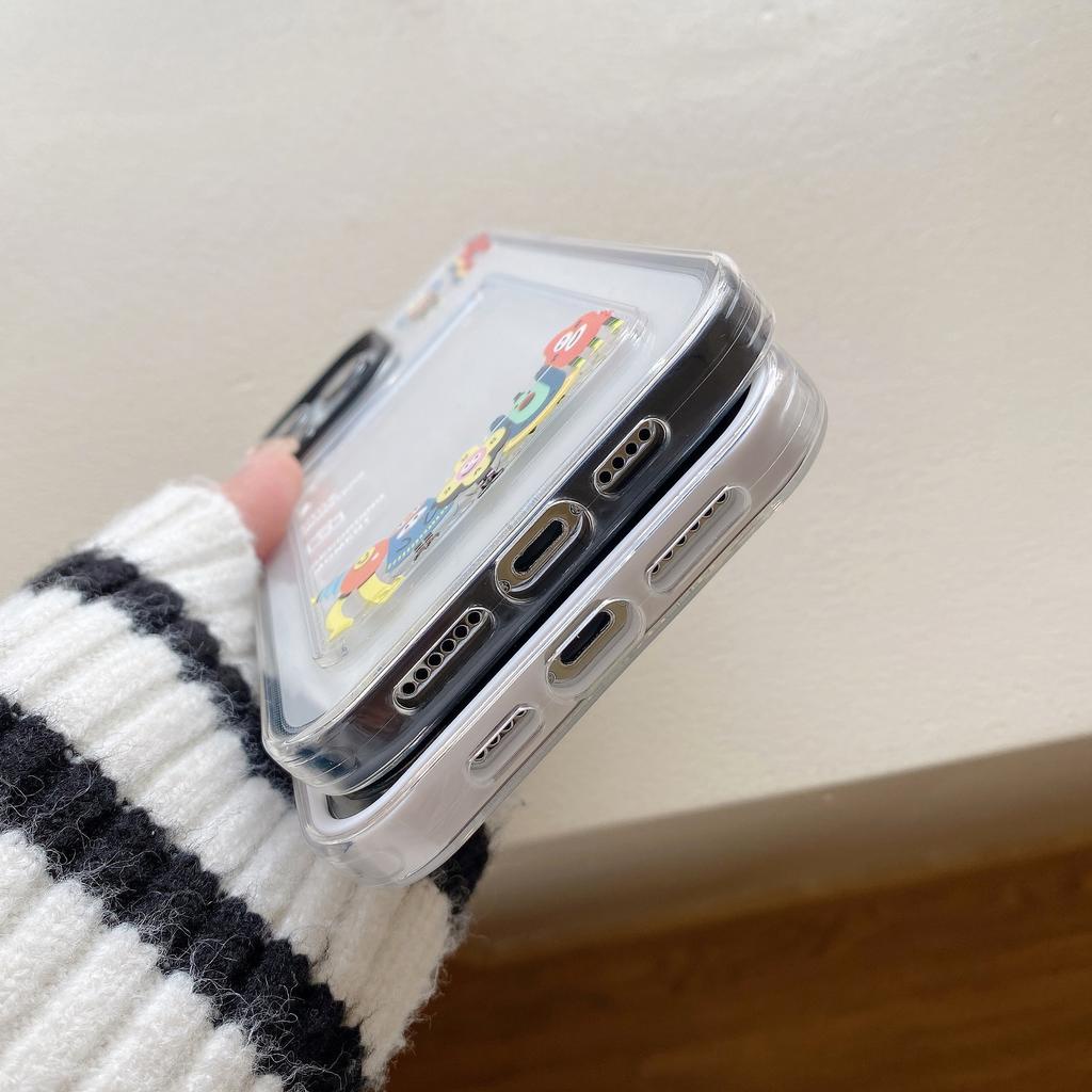 Ốp Điện Thoại Trong Suốt Họa Tiết Quái Vật 3 Trong 1 Có Ngăn Đựng Thẻ Cho iPhone 14promax 13 12 11 7Plus X XR XSMAX