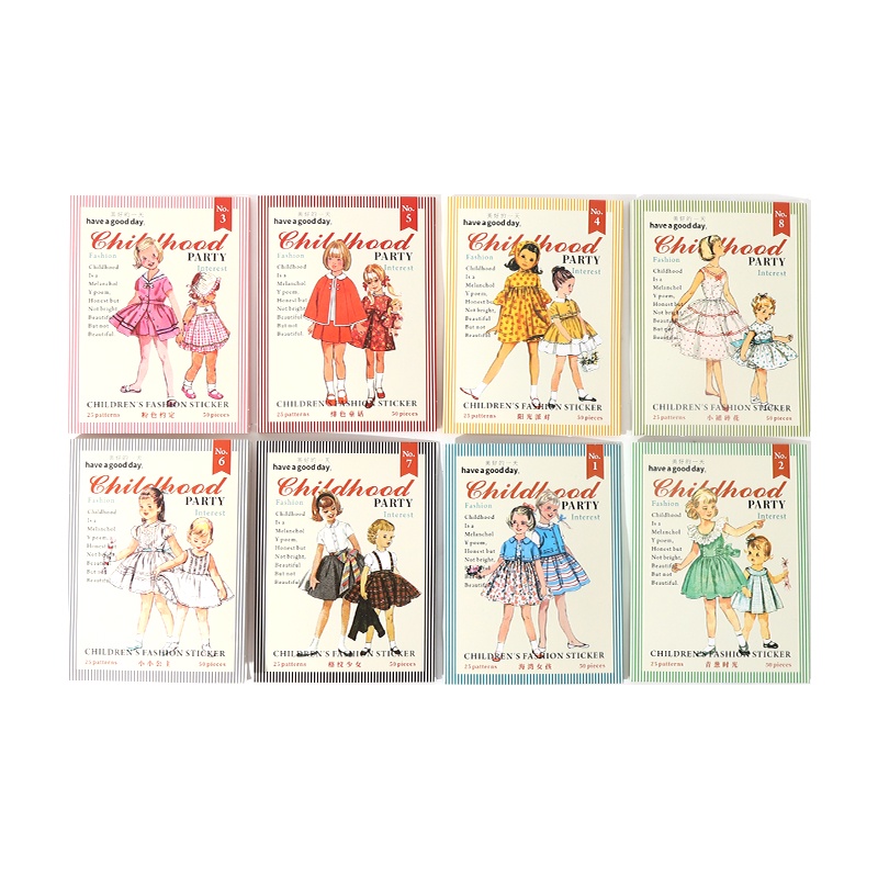 Mr. Paper  50 vé/túi Dán nhãn Ánh sáng retro Nhân vật Trẻ em nhãn dán túi Best đi Tài liệu dán bàn tay DIY sáng tạo Trang trí Hình dán văn phòng phẩm