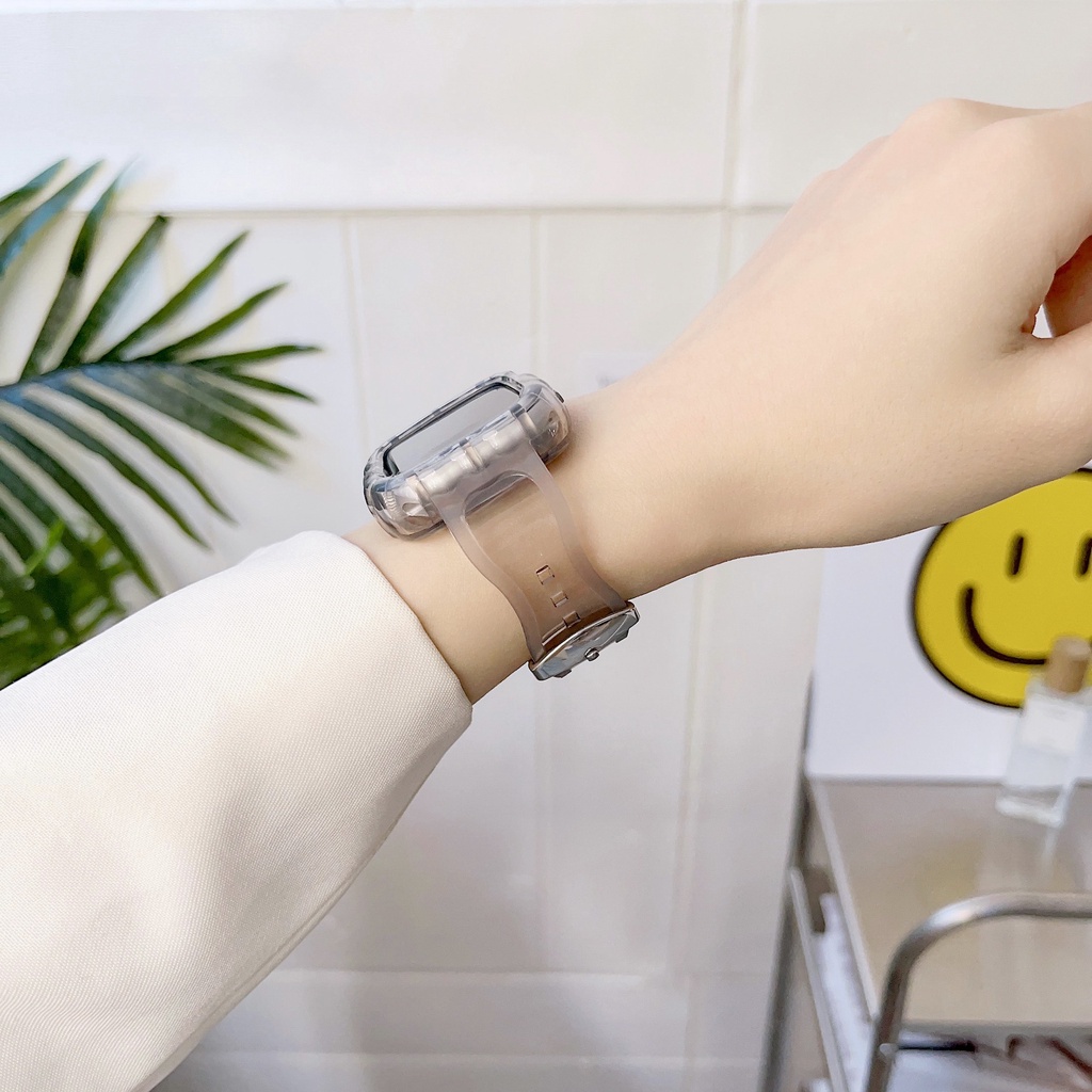 Bộ Dây Đeo + Ốp Trong Suốt Lấp Lánh Cho Đồng Hồ Thông Minh Apple Watch 41mm 45mm 42mm 38mm 44mm 40mm Series 8 7 6 SE 5 4