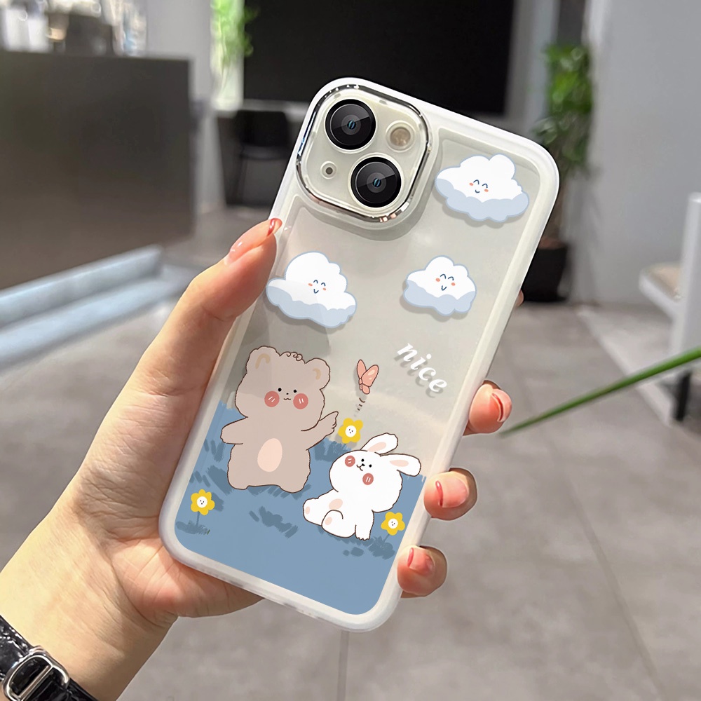 Miếng Dán Bảo Vệ lens Chụp Hình Bằng Kim Loại Hình Gấu / Thỏ / Đám Mây Cho iphone 14promax 11 13 12 7