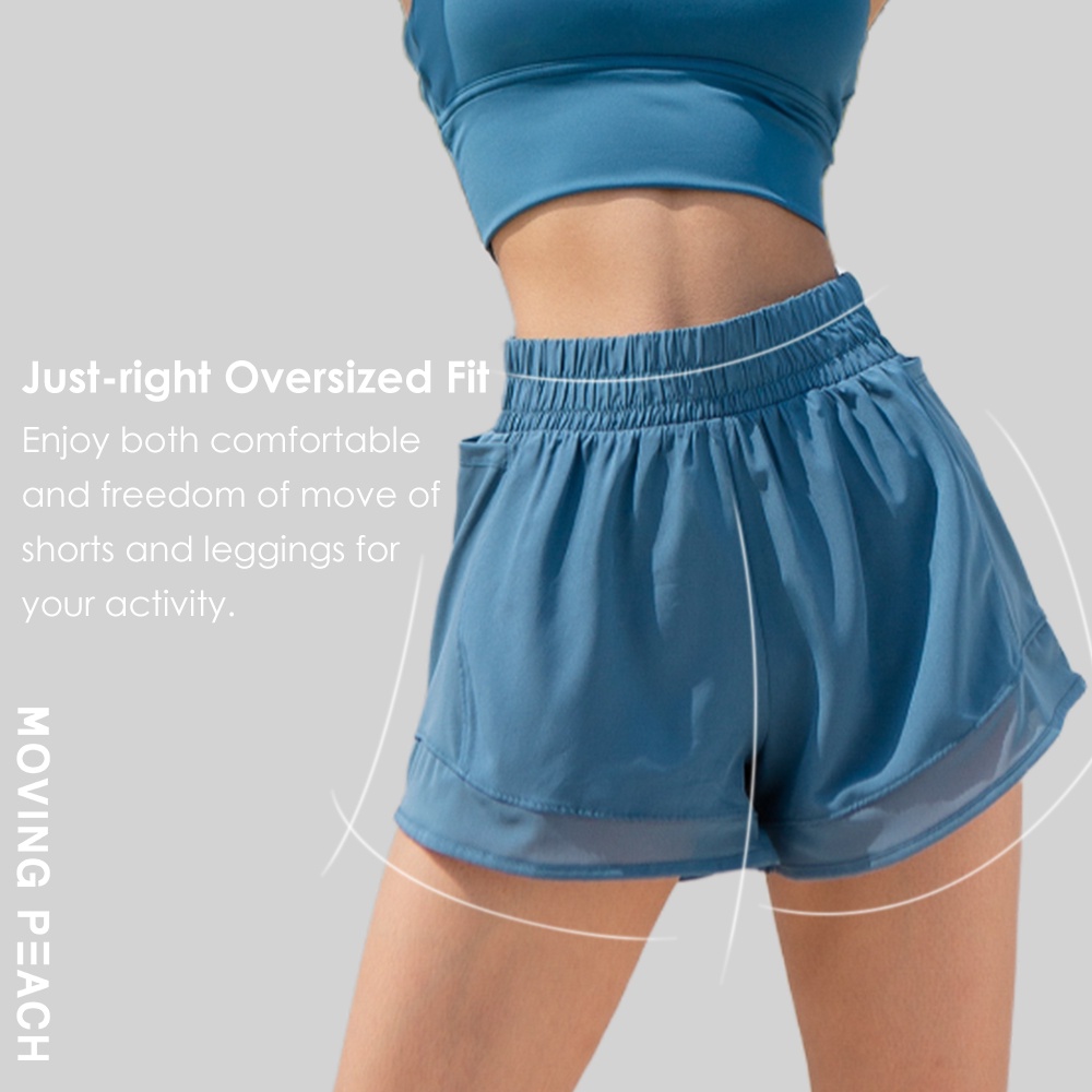 MOVING PEACH quần thể thao nữ jogger quần short baggy nhanh khô BPB