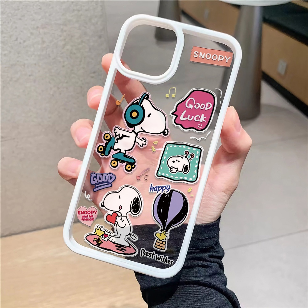 Ốp Điện Thoại Cứng Trong Suốt In Hình Snoopy Cho iphone 14promax 11 13 12 7Plus 8 X XS Max