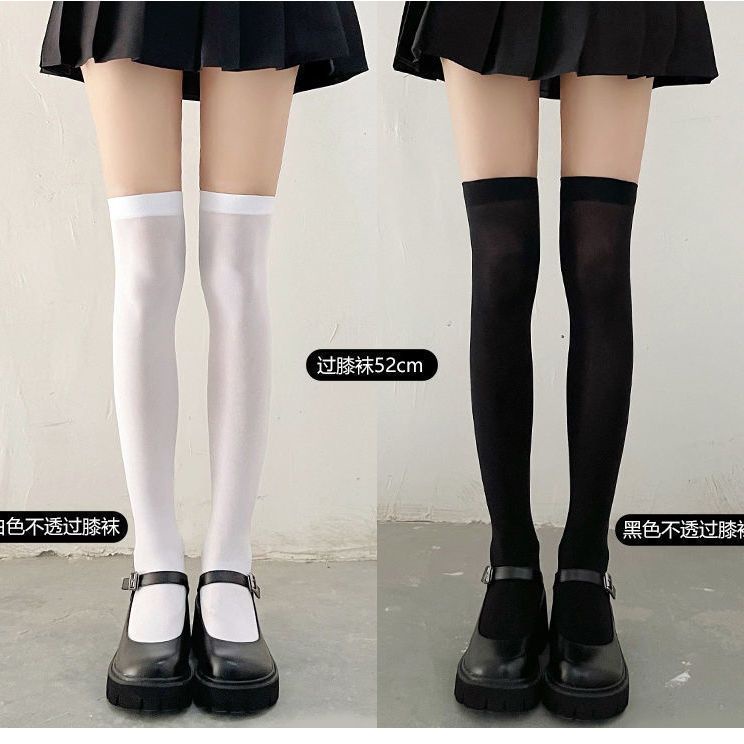 [M &amp; E] Vớ Dài Qua Gối Lụa Mỏng Màu Trắng Thời Trang Mùa Hè Cho Nữ20230759