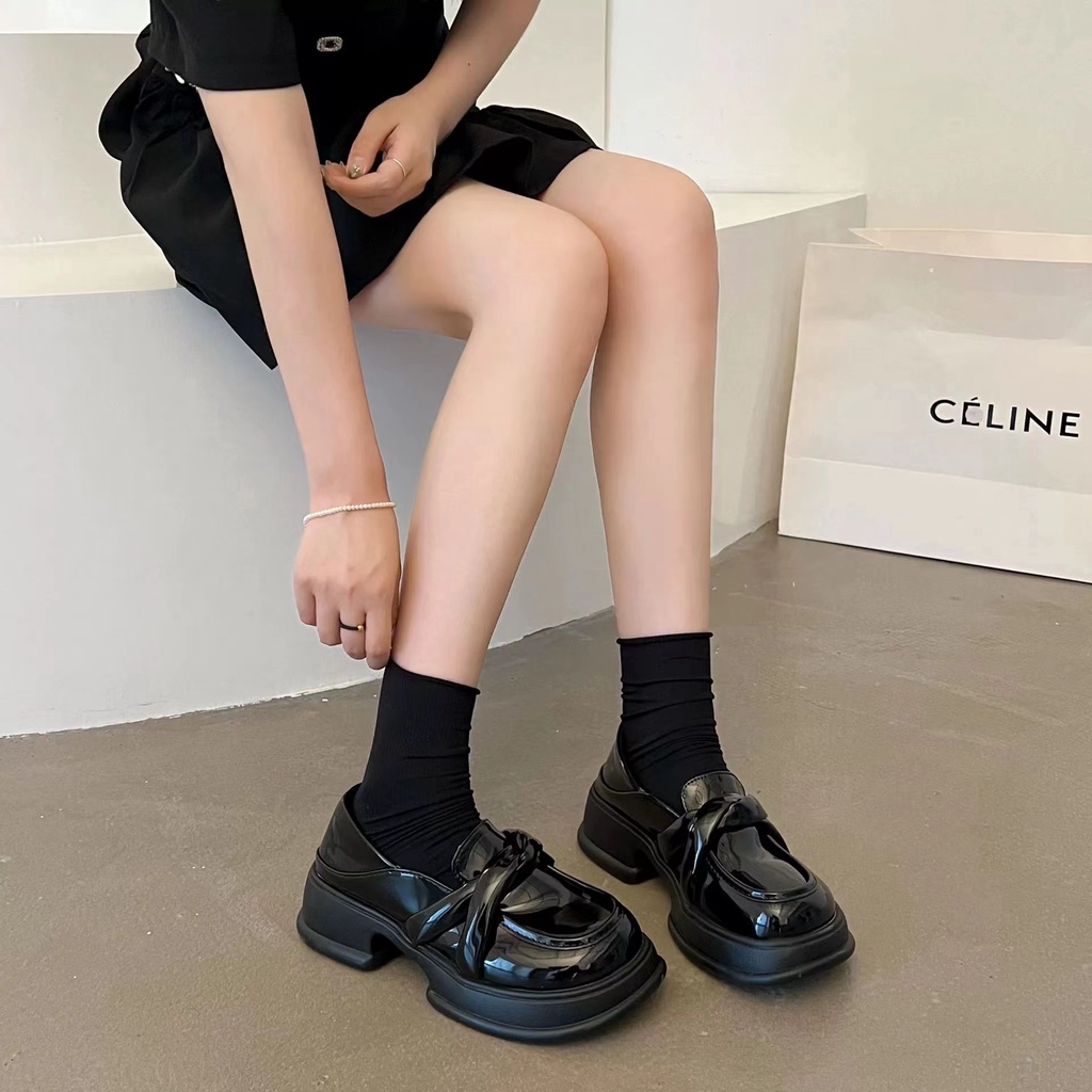 Giày Da Oxford Đế Dày Tăng Chiều Cao Thời Trang Mùa Xuân 2023 Phong Cách Retro