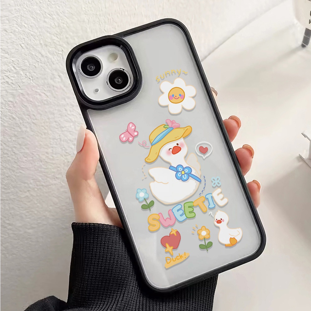 Ốp Điện Thoại Nhựa Acrylic Cứng Trong Suốt Hình Vịt Hoa Hướng Dương Cho iphone 14promax 11 13 12 7Plus 8 X XS Max