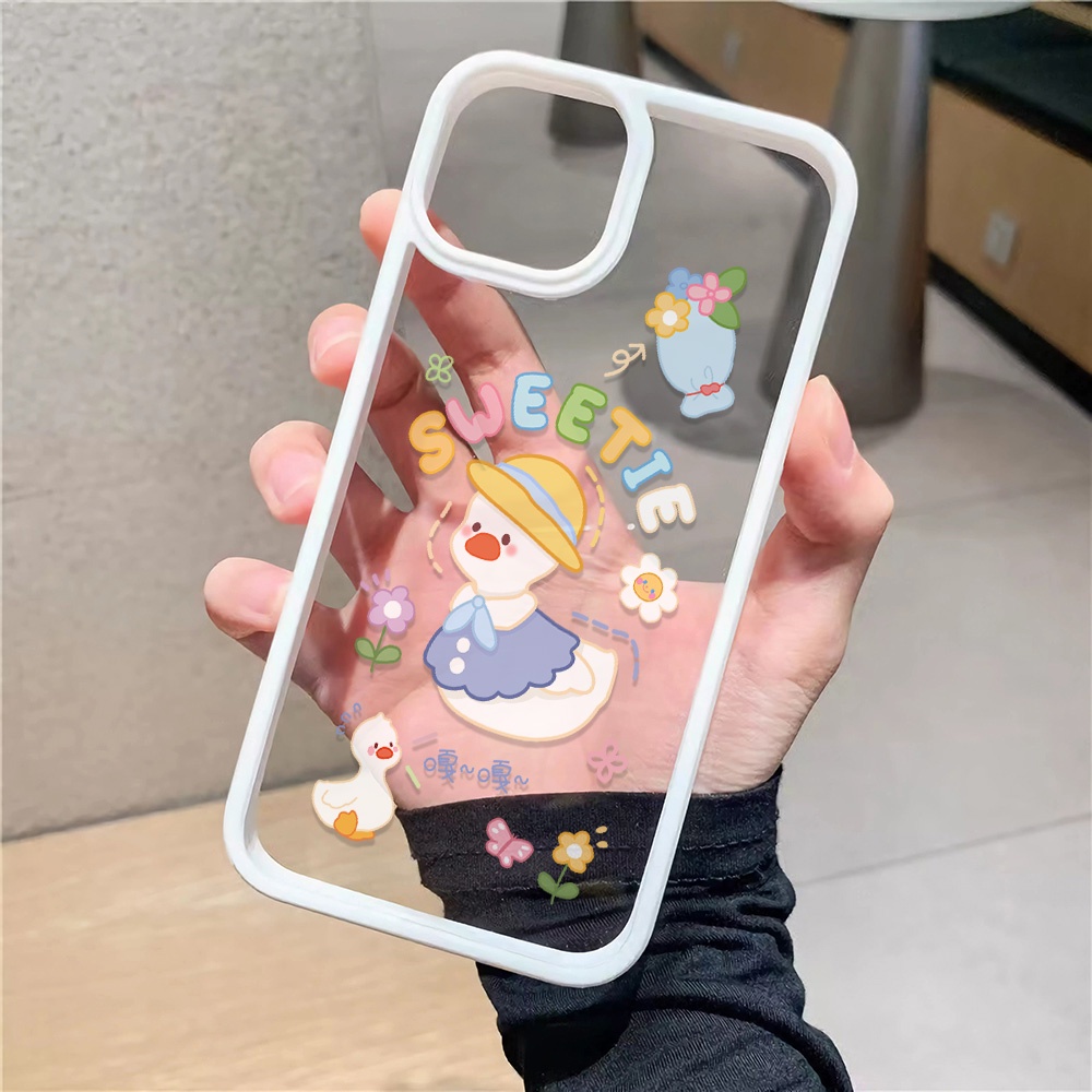 Ốp Điện Thoại Nhựa Acrylic Cứng Trong Suốt Hình Vịt Hoạt Hình Cho iphone 14promax 11 13 12 7Plus 8 X XS Max