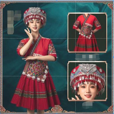 【YNM10+A 】Trang Phục Truyền Thống Quốc Gia Miaozhai Miao Dành Cho Nữ