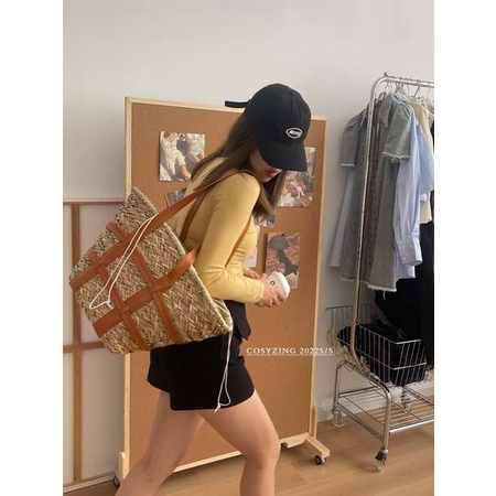 Túi Xách Đeo Vai Đan Cói Cỡ Lớn Thời Trang Mùa Hè 2022 Mới Cho Nữ