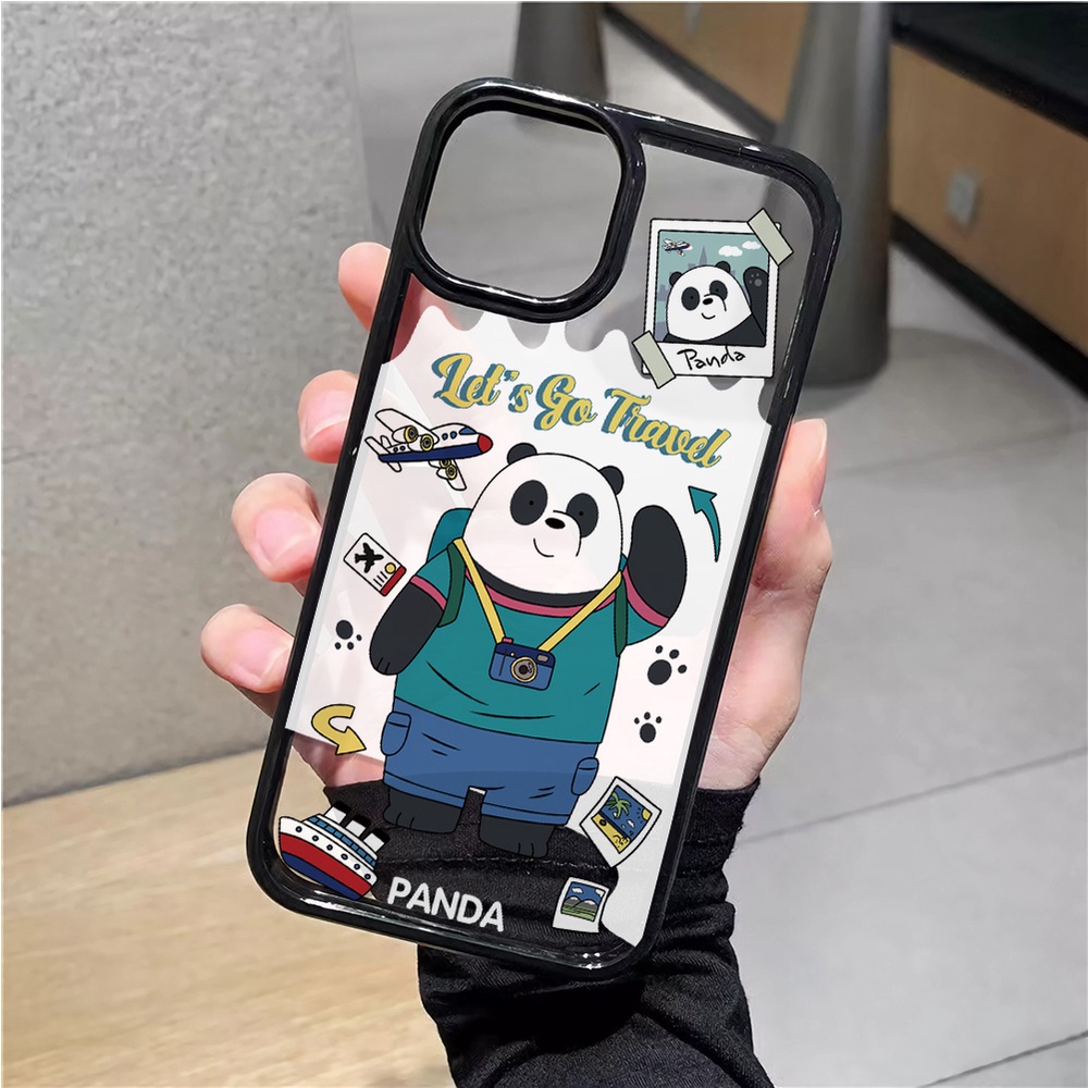 Ốp Điện Thoại Nhựa Acrylic Cứng Trong Suốt Hình Gấu Trúc Hoạt Họa Cho iphone 14promax 11 13 12 7Plus 8 X XS Max