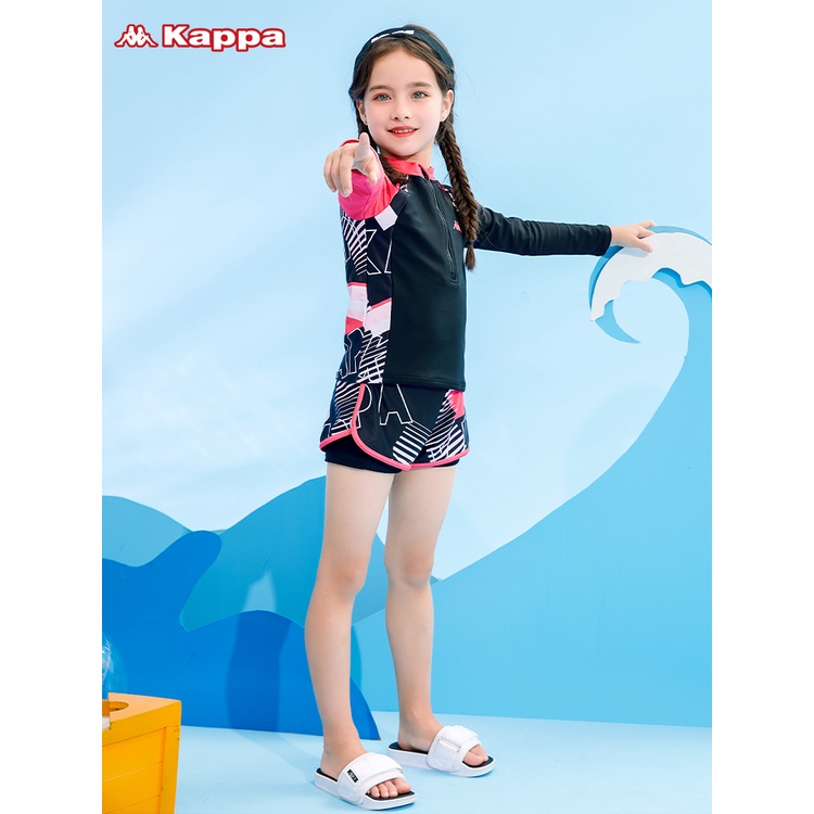Bộ Đồ Bơi Hai Mảnh Áo Tay Dài Phối Quần Short Kappa Chất Lượng Cao