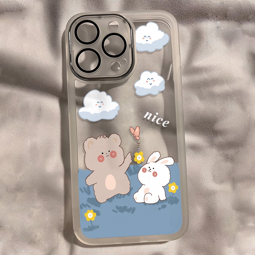 Miếng Dán Bảo Vệ lens Chụp Hình Bằng Kim Loại Hình Gấu / Thỏ / Đám Mây Cho iphone 14promax 11 13 12 7