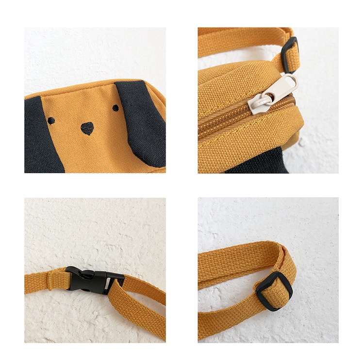 Túi Đeo Chéo Ngực Vải canvas Hình Chú Cún Dễ Thương Thời Trang Xuân Hè Cho Bé Trai + Gái