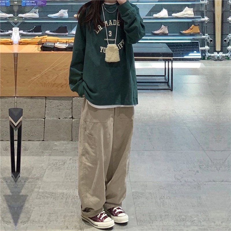 Quần Baggy Lưng Cao Phong Cách HIP HOP Mỹ Cổ Điển Thời Trang Unisex Y2K