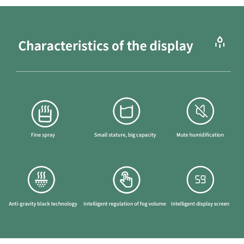Máy Phun Sương Tạo Ẩm Xiaomi 800ML Bằng Sóng Siêu Âm Chống Trọng Lực Có Màn Hình LED Hiển Thị