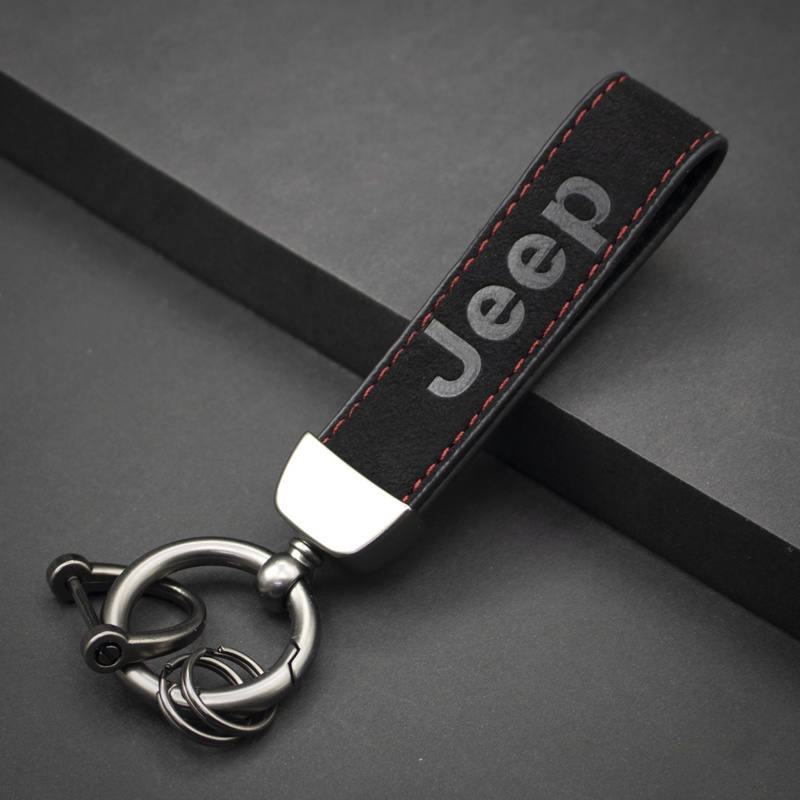 Móc Chìa Khóa Bằng Da In Logo Xe Hơi JEEP Grand Cherokee Commander Renegade Wrangler Compass Patriot