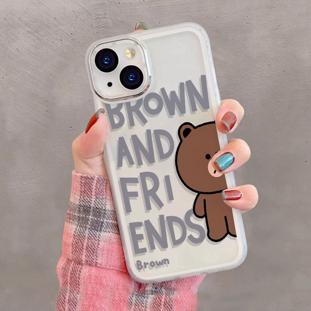 Ốp Điện Thoại Kim Loại In Hình Gấu Nâu Thời Trang Cho iphone 14promax 11 13 12 7Plus X XS Max 7