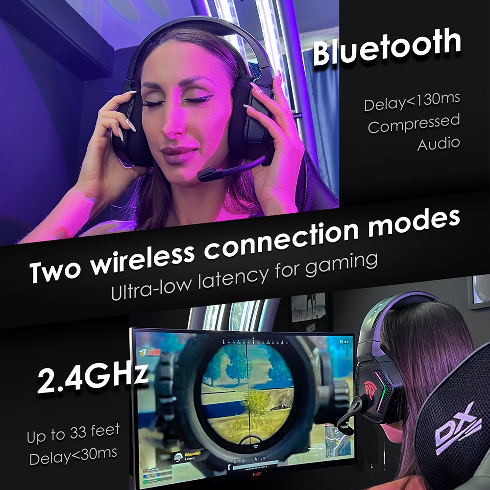 Tai nghe chụp Tai Bluetooth EasySMX C07W kèm mic thích hợp cho PC PS4 PS5 điện thoại Laptop Nintendo Switch