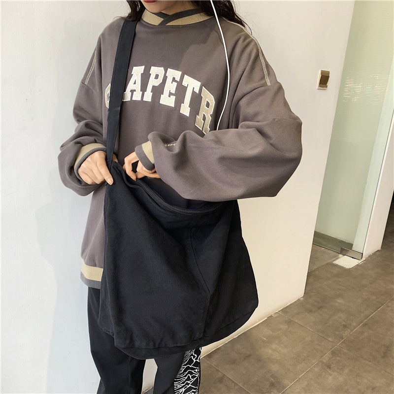 Túi Xách Đeo Vai Vải Canvas Sử Dụng Kép Thiết Kế Dễ Thương Cho Nữ Sinh