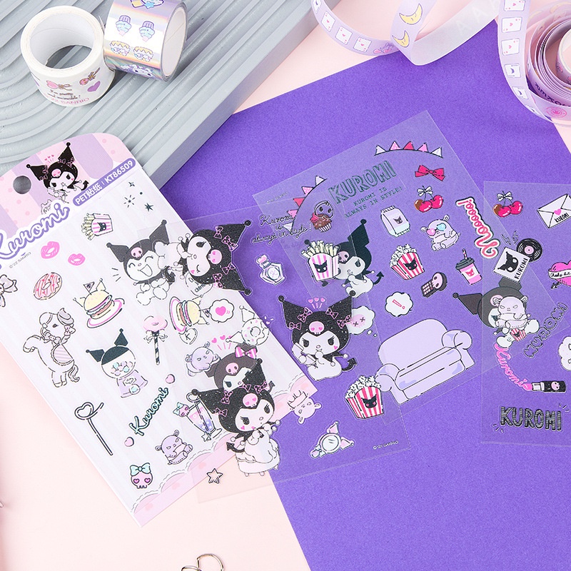 Hình Dán Thú Cưng Sanrio Chất Liệu Trong Suốt, Một Gói Bốn Tấm, Kuromi, Cinnamoroll, Melody
