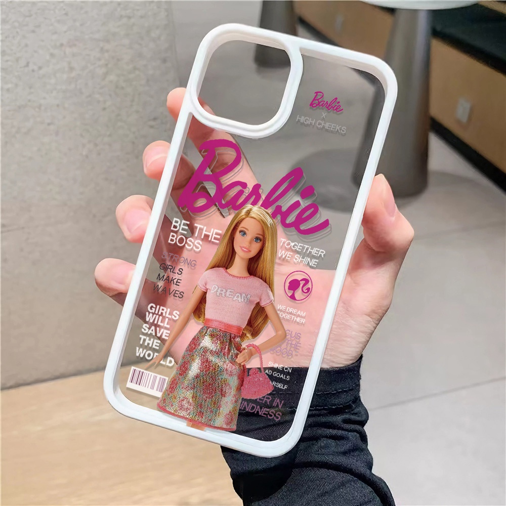 Ốp Điện Thoại Nhựa Acrylic Cứng Trong Suốt In Hình Búp Bê Barbie Đáng Yêu Cho iphone 14promax 11 13 12 7Plus 8 X XS Max