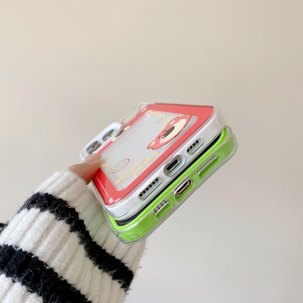 Ốp Điện Thoại in Hình Gấu 3 Trong 1 Có Ngăn Đựng Thẻ Cho iPhone 14promax 13 12 11 7Plus X XR XSMAX