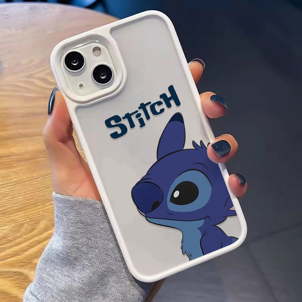 Ốp Điện Thoại Acrylic Cứng Trong Suốt Hình Stitch Xanh Dương Cho iphone 14promax 11 13 12 7Plus 8 X XS Max