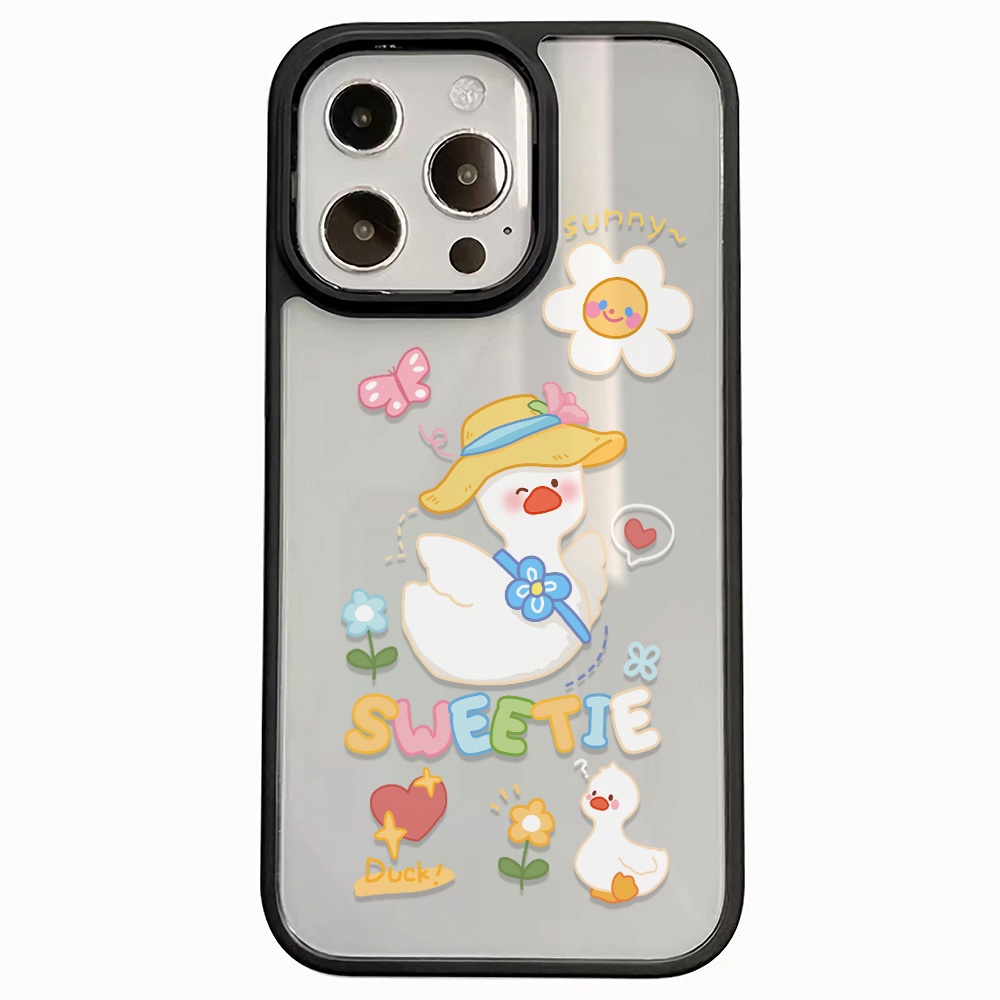 Ốp Điện Thoại Nhựa Acrylic Cứng Trong Suốt Hình Vịt Hoa Hướng Dương Cho iphone 14promax 11 13 12 7Plus 8 X XS Max